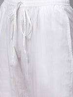Thumbnail for ADA Women White Chikankari Embroidered Sustainable Kurta with Palazzos - Distacart