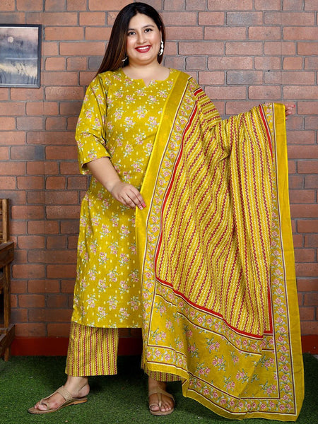 Swasti Women Printed Regular Sequinned Pure Cotton Kurta with Trousers & With Dupatta - Distacart