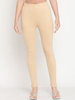 Thumbnail for TAG 7 Women Beige & Maroon Pack of 2 Straight Fit Ankle-Length Leggings - Distacart