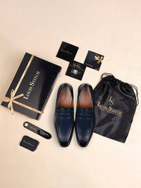 Thumbnail for LOUIS STITCH Men Federal Blue Formal Slip-On Moccasin Shoes