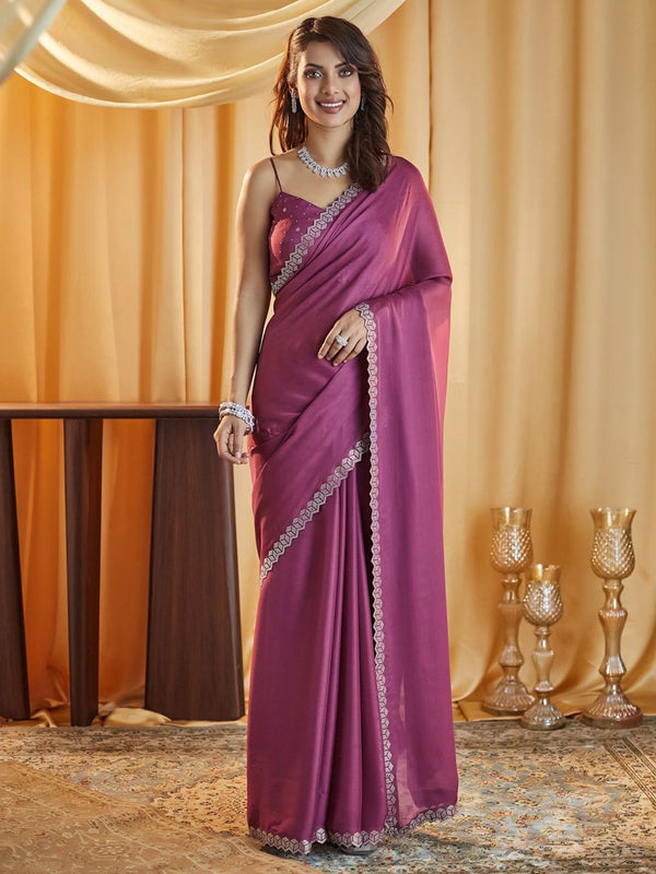 kasee Beads and Stones Pure Chiffon Saree - Distacart