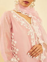 Thumbnail for Soch Ethnic Motifs Embroidered Regular Chanderi Silk Kurta with Trousers & Dupatta - Distacart