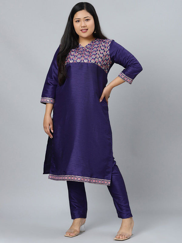 Sztori Plus Size Ethnic Motifs Printed Straight Kurta with Trousers - Distacart
