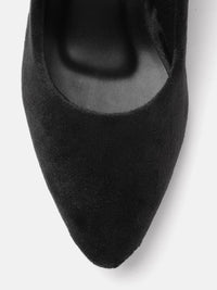 Thumbnail for ELLE Black Solid Velvet Finish Pumps
