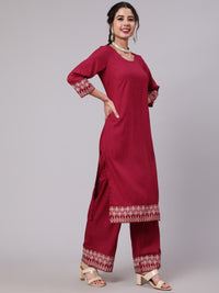 Thumbnail for Aks Ethnic Motifs Printed Round Neck Kurta with Palazzos - Distacart