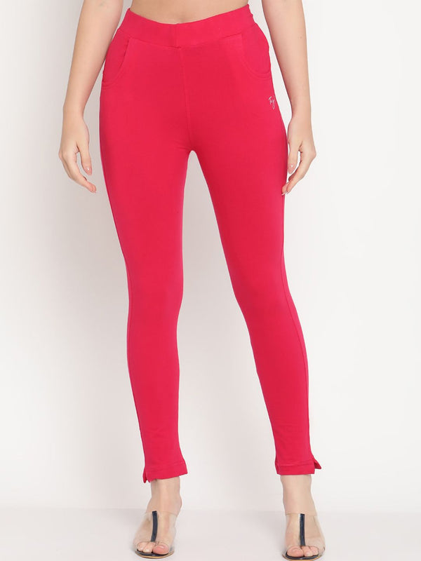 TAG 7 Women Magenta & Blue Pack of 2 Straight Fit Ankle-Length Leggings - Distacart