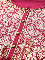 Thumbnail for AURELIA Women Pink & Golden Printed A-Line Dress - Distacart