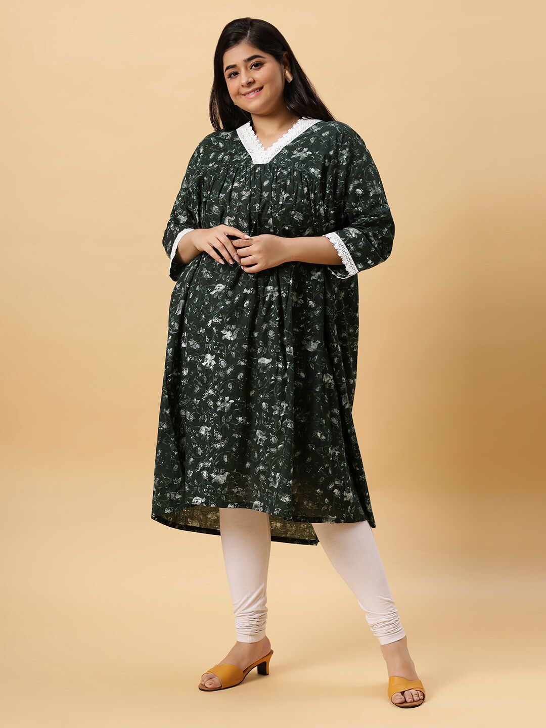 Sztori Printed V Neck A Line Kurta - Distacart