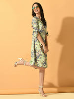 Thumbnail for Myshka Women's Lime Green A-Line Party Dress - Distacart