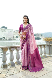 Thumbnail for Aastha Fashion Pink Floral Printed Cotton Silk Saree with Blouse - Distacart