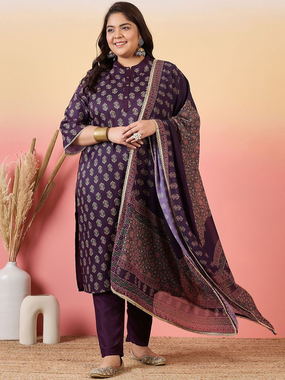 Sztori Women Floral Printed Regular Kurta with Trousers & With Dupatta - Distacart