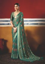 Thumbnail for Joban Fashion Green Dull Moss Brasso Saree