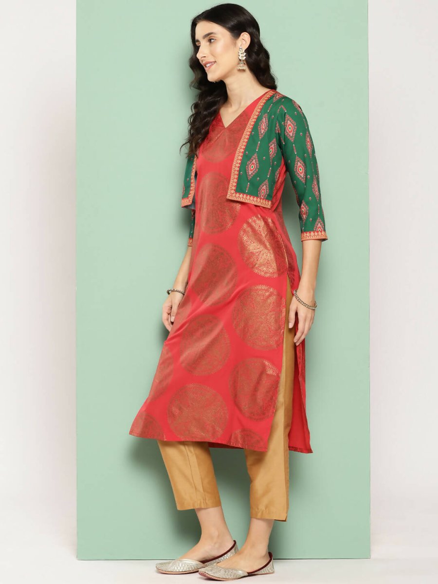 Ahalyaa Women's Traditional wear Kurta - Red - Distacart