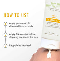Thumbnail for mCaffeine Sun Fix Daily Glow Green Tea Sunscreen SPF 50 PA++++ with Niacinamide, Lightweight & No White Cast - Distacart