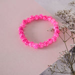 Thumbnail for NVR Men & Women Pink Marble Crystal Beaded Elasticated Bracelet - Distacart
