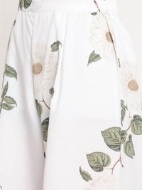 Thumbnail for Ahalyaa Women's White Crepe Digital Print Kurta Palazzo Set With Dupatta