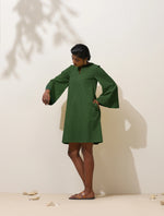 Thumbnail for trueBrowns Green Cotton Blend Short Dress - Distacart