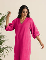 Thumbnail for trueBrowns Hot Pink Cotton Blend Long Dress - Distacart