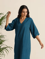 Thumbnail for trueBrowns Blue Cotton Blend Long Dress - Distacart
