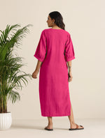 Thumbnail for trueBrowns Hot Pink Cotton Blend Long Dress - Distacart
