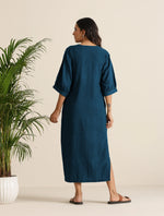 Thumbnail for trueBrowns Blue Cotton Blend Long Dress - Distacart