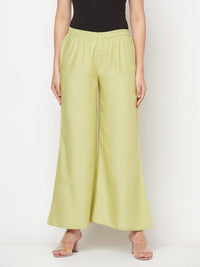 Thumbnail for Aniyah Rayon Flared Slip-On Pista Color Palazzo