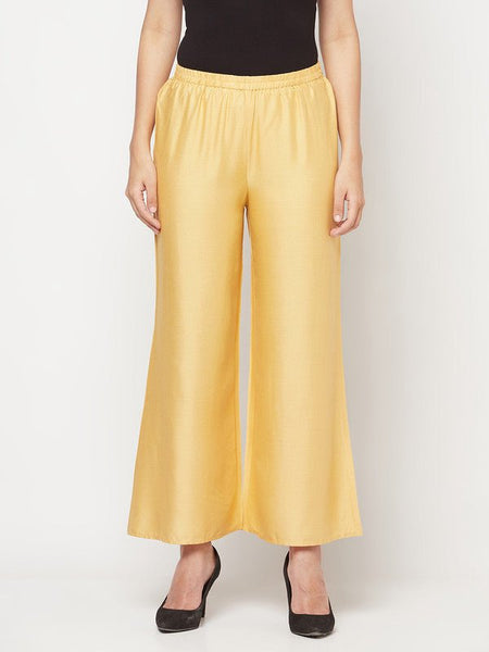 Aniyah Rayon Flared Slip-On Golden-Beige Palazzo