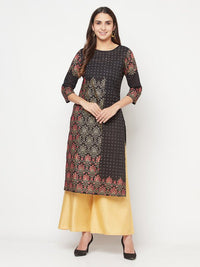 Thumbnail for Aniyah Black Color Cotton Block Print Straight Kurta