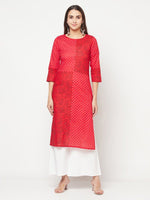Thumbnail for Aniyah Cotton Block Print Red Color Straight Kurta