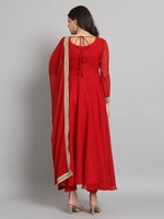 Thumbnail for Fab Fashion Cherry Red Georgette Gota Anarkali Set - Distacart