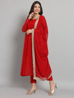 Thumbnail for Fab Fashion Cherry Red Georgette Side Slit Set - Distacart