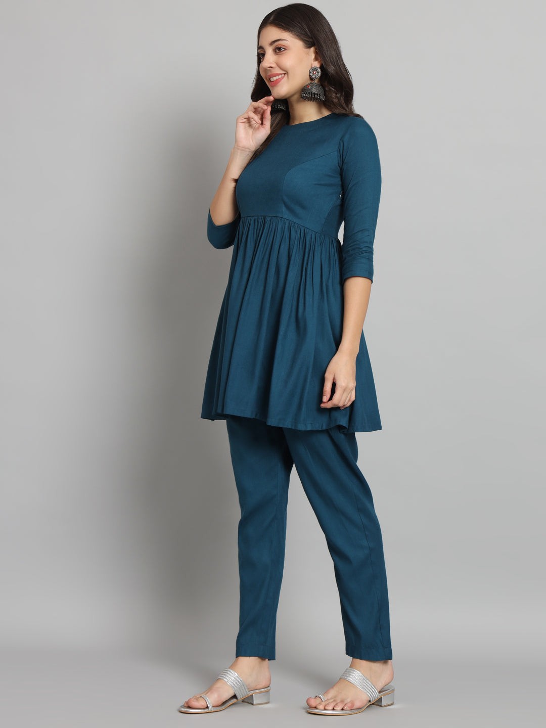 Fab Fashion Peacock Blue Co-Ord Set - Distacart