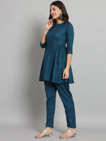 Thumbnail for Fab Fashion Peacock Blue Co-Ord Set - Distacart