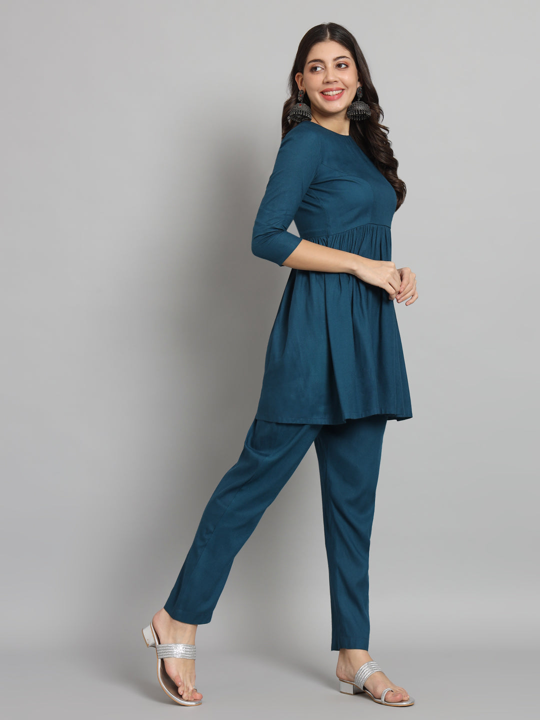 Fab Fashion Peacock Blue Co-Ord Set - Distacart