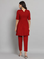 Thumbnail for Fab Fashion Cherry Red Co-Ord set - Distacart