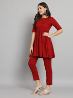 Thumbnail for Fab Fashion Cherry Red Co-Ord set - Distacart