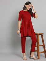 Thumbnail for Fab Fashion Cherry Red Co-Ord set - Distacart