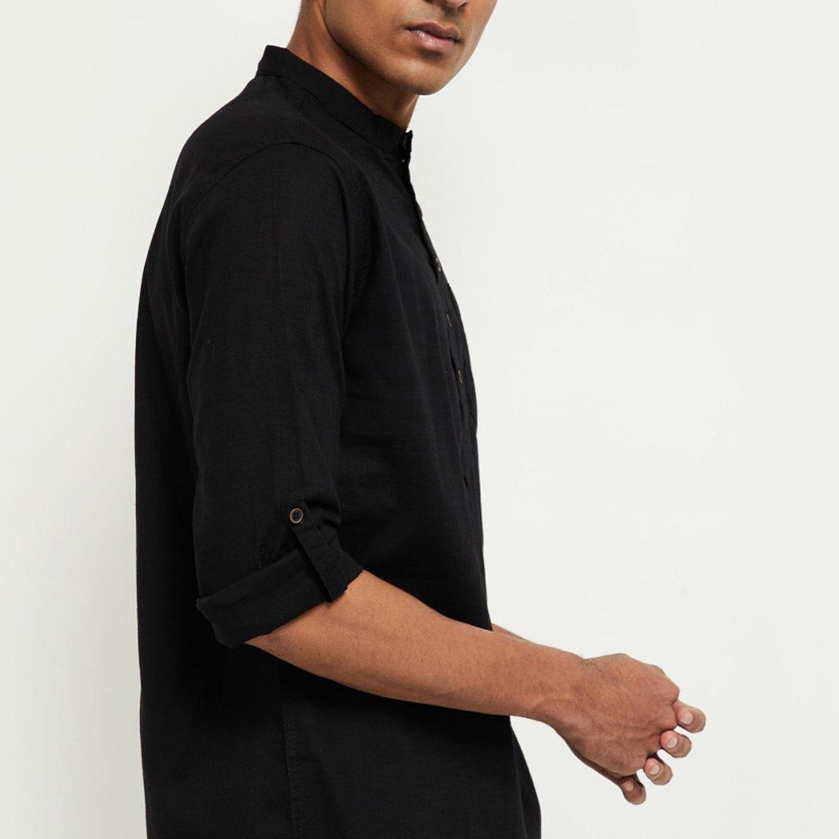 Fabmade Men Black Solid Short Kurta - Distacart