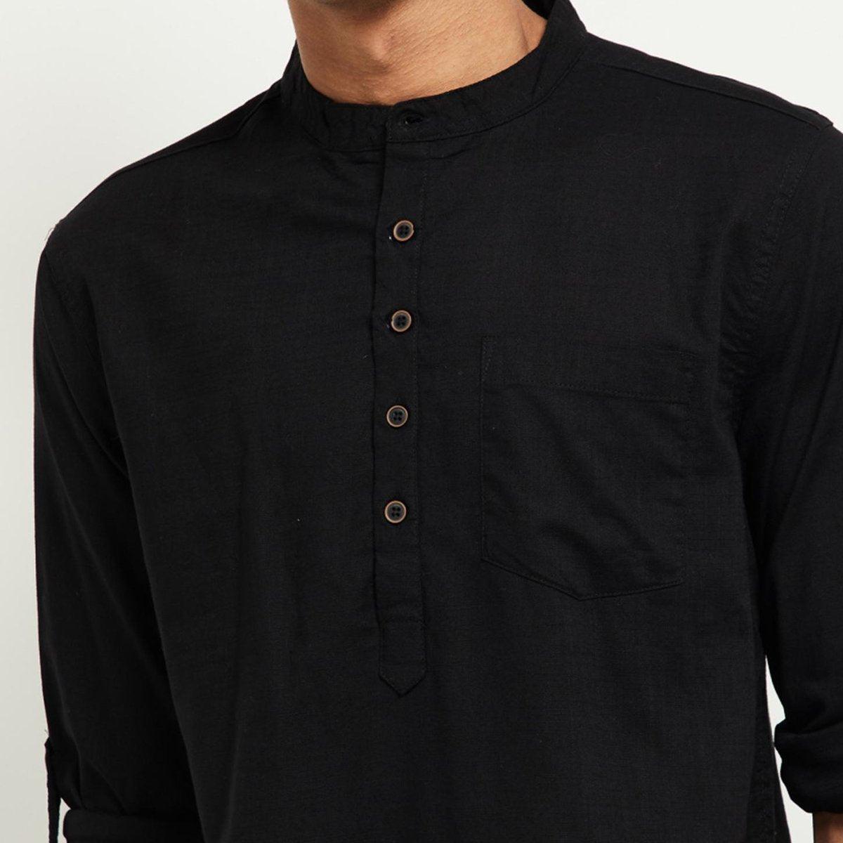 Fabmade Men Black Solid Short Kurta - Distacart