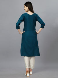 Thumbnail for Blue Straight Embroidered Kurti - Hiral Fashion
