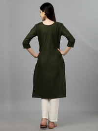 Thumbnail for Green Straight Embroidered Kurti - Hiral Fashion