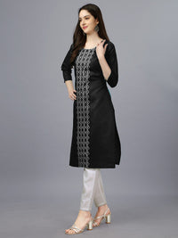 Thumbnail for NOZ2TOZ Womens Embroidered Straight Black Kurti
