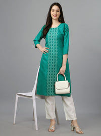 Thumbnail for Malishka Women's Embroidered Straight Light Green Kurti - Distacart