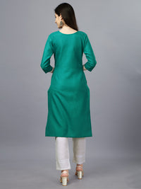 Thumbnail for Malishka Women's Embroidered Straight Light Green Kurti - Distacart