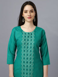 Thumbnail for Malishka Women's Embroidered Straight Light Green Kurti - Distacart