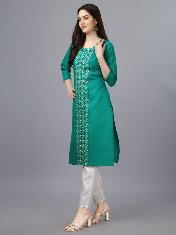 Malishka Women's Embroidered Straight Light Green Kurti - Distacart