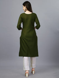 Thumbnail for Green Straight Embroidered Kurti - Hiral Fashion
