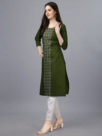 Thumbnail for Green Straight Embroidered Kurti - Hiral Fashion