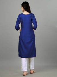Thumbnail for Royal Blue Straight Embroidered Kurti - Hiral Fashion