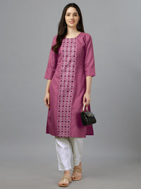 Thumbnail for Wine Straight Embroidered Kurti - Hiral Fashion